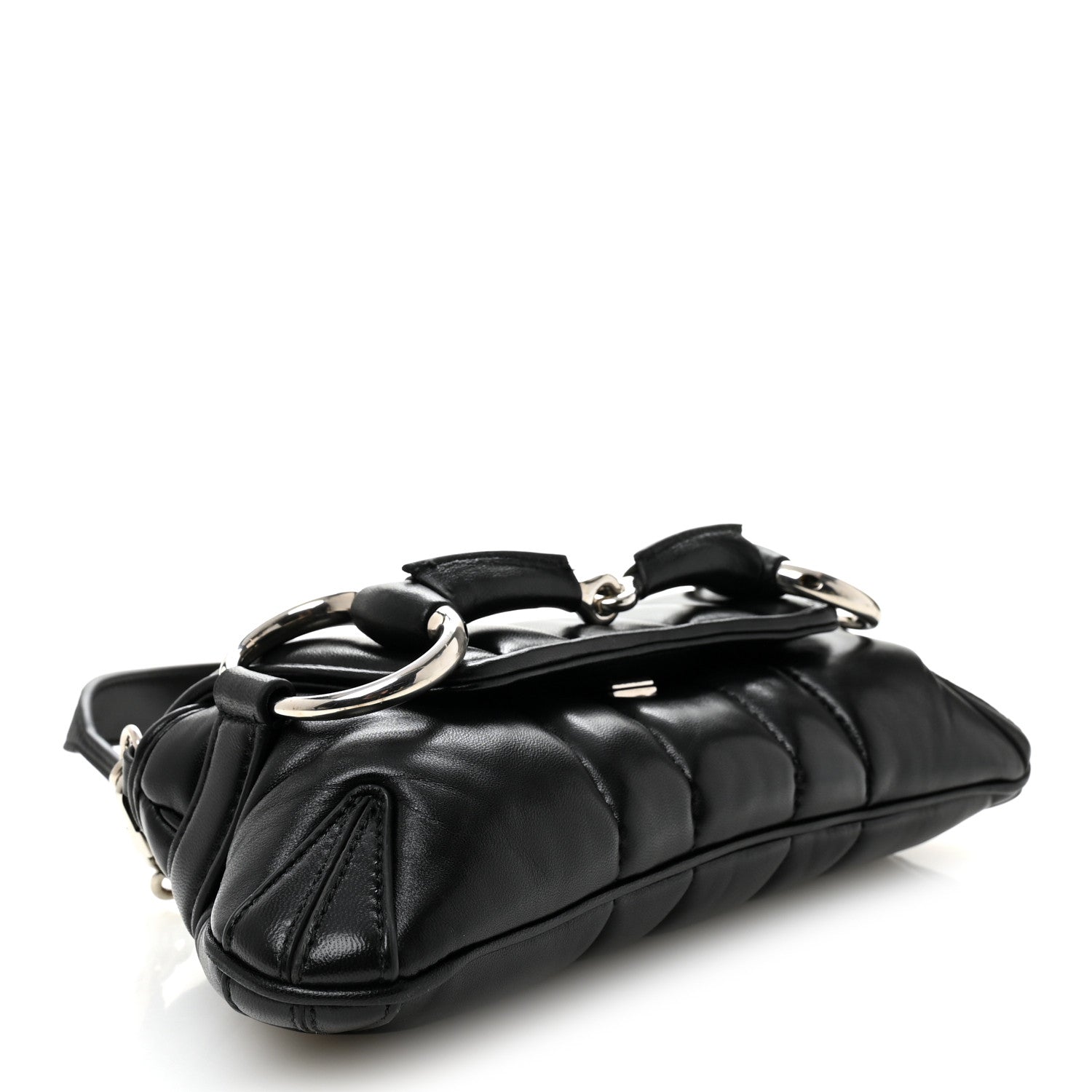Gucci Nappa Vertical Matelasse Small Maxi Horsebit Chain Shoulder Bag Black 4 of 12