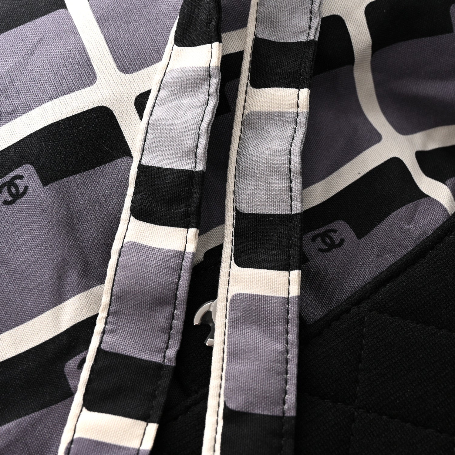 Chanel Jersey Fabric Quilted Foldable Tote With Chain Black Multicolor 19 of 19