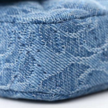 Chanel Denim Quilted Camellia Sweetheart Clutch With Chain Blue 10 of 11