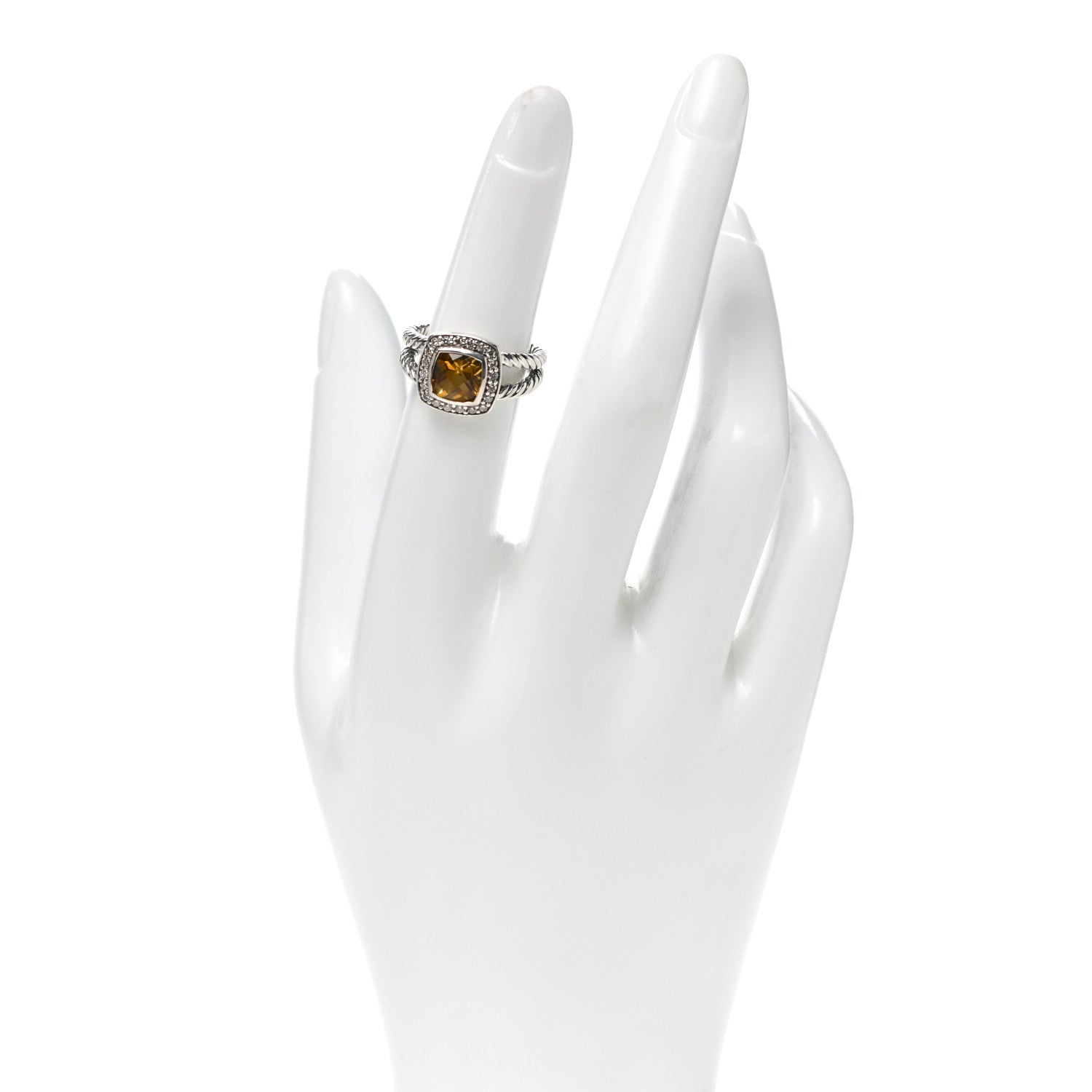 David Yurman Sterling Silver Diamond Citrine 7mm Petite Albion Ring 50 5.5 2 of 4