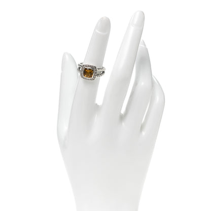David Yurman Sterling Silver Diamond Citrine 7mm Petite Albion Ring 50 5.5 2 of 4