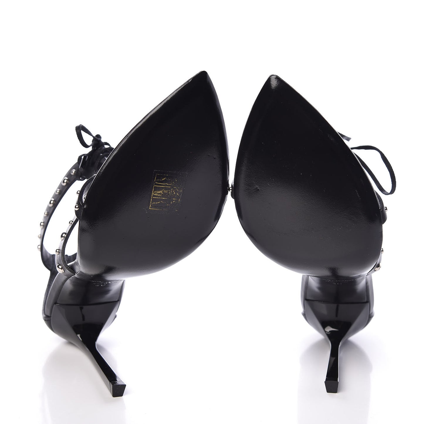 Calfskin Studded Iris Sandal Pumps 40 Black
