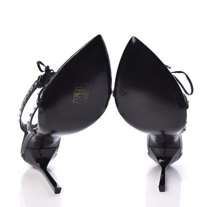 Saint Laurent Calfskin Studded Iris Sandal Pumps 40 Black 8 of 9