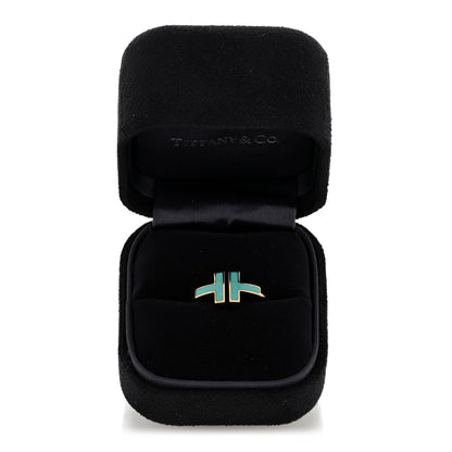Tiffany 18K Yellow Gold Turquoise T Square Ring 54 6.75 5 of 5