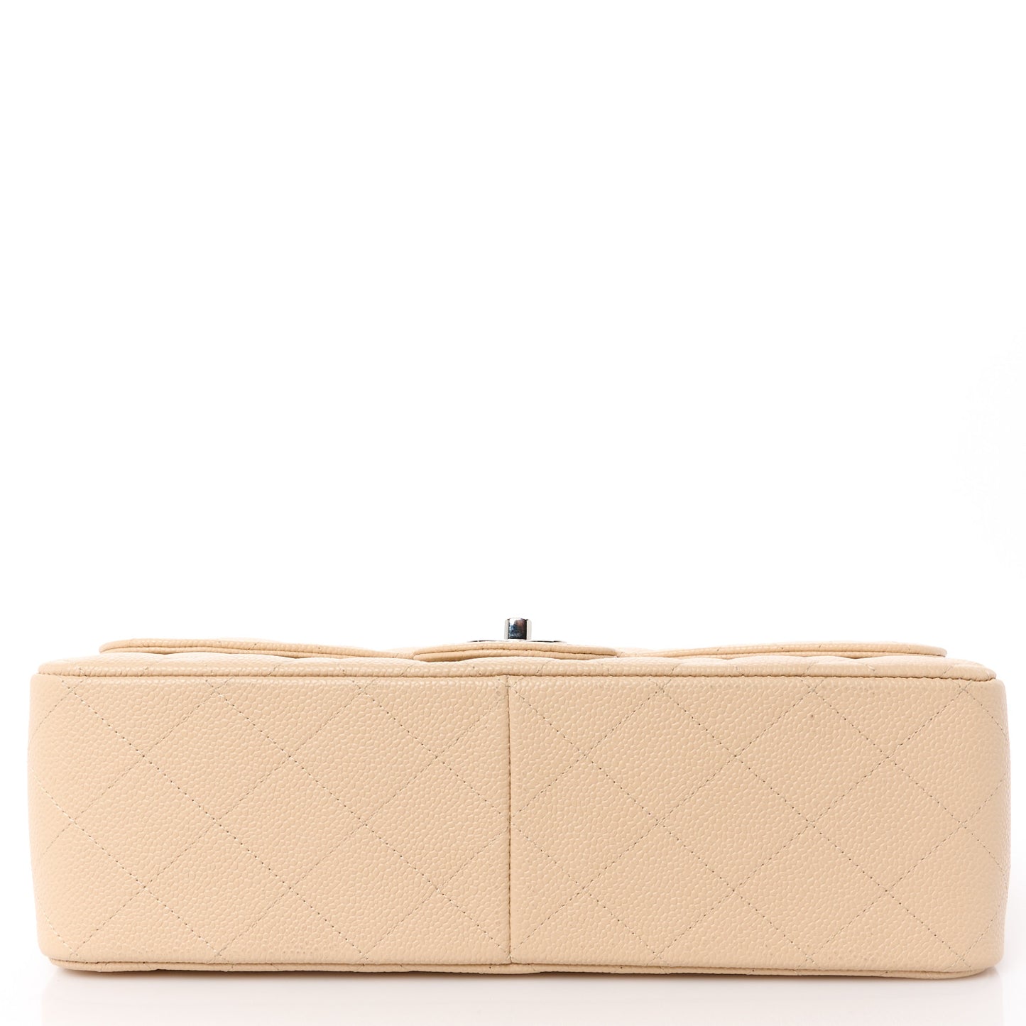Caviar Quilted Jumbo Double Flap Beige Clair