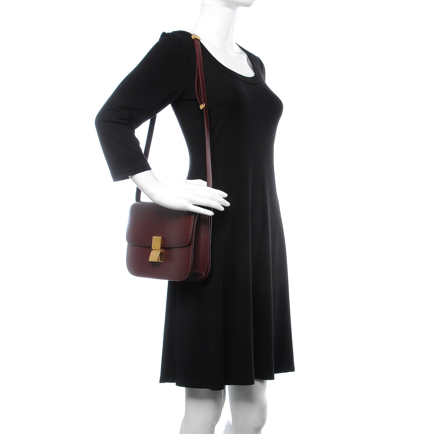 Celine Box Calfskin Medium Classic Box Flap Bag Burgundy 2 of 10