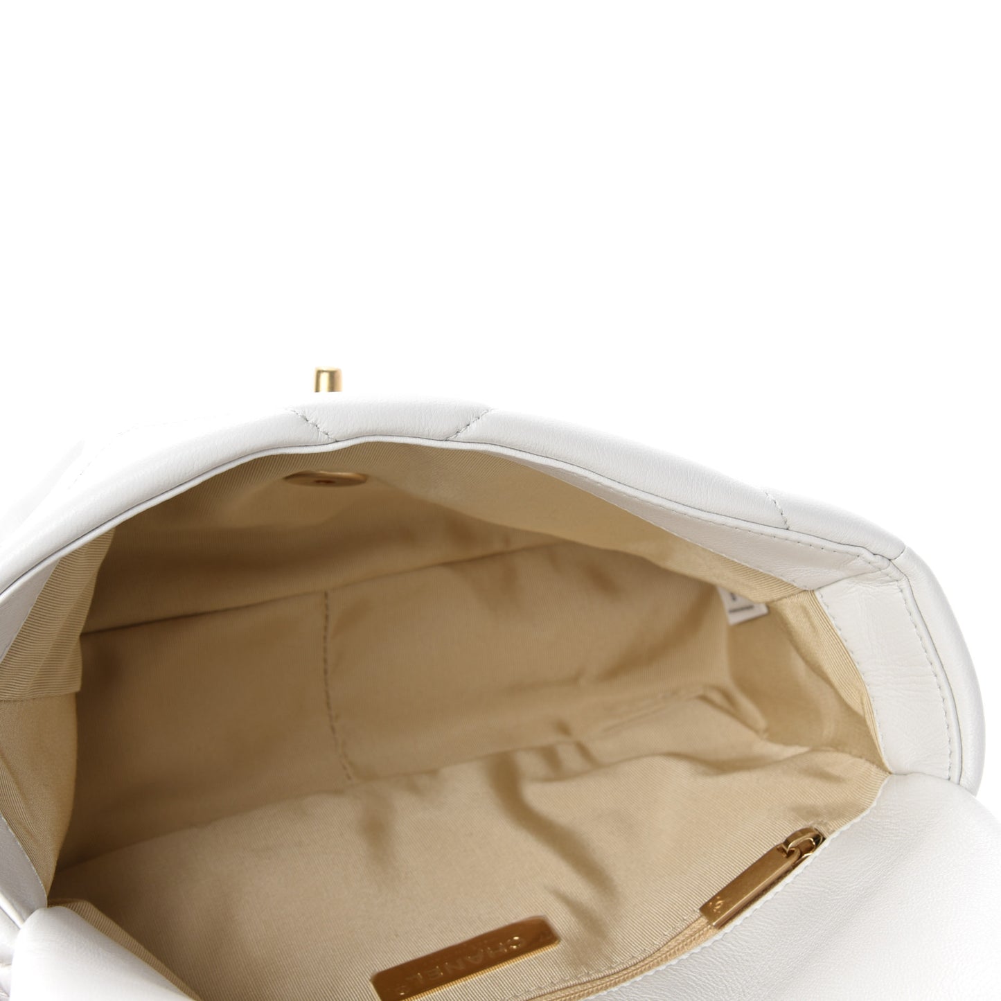 Goatskin Quilted Medium Chanel 19 Flap White