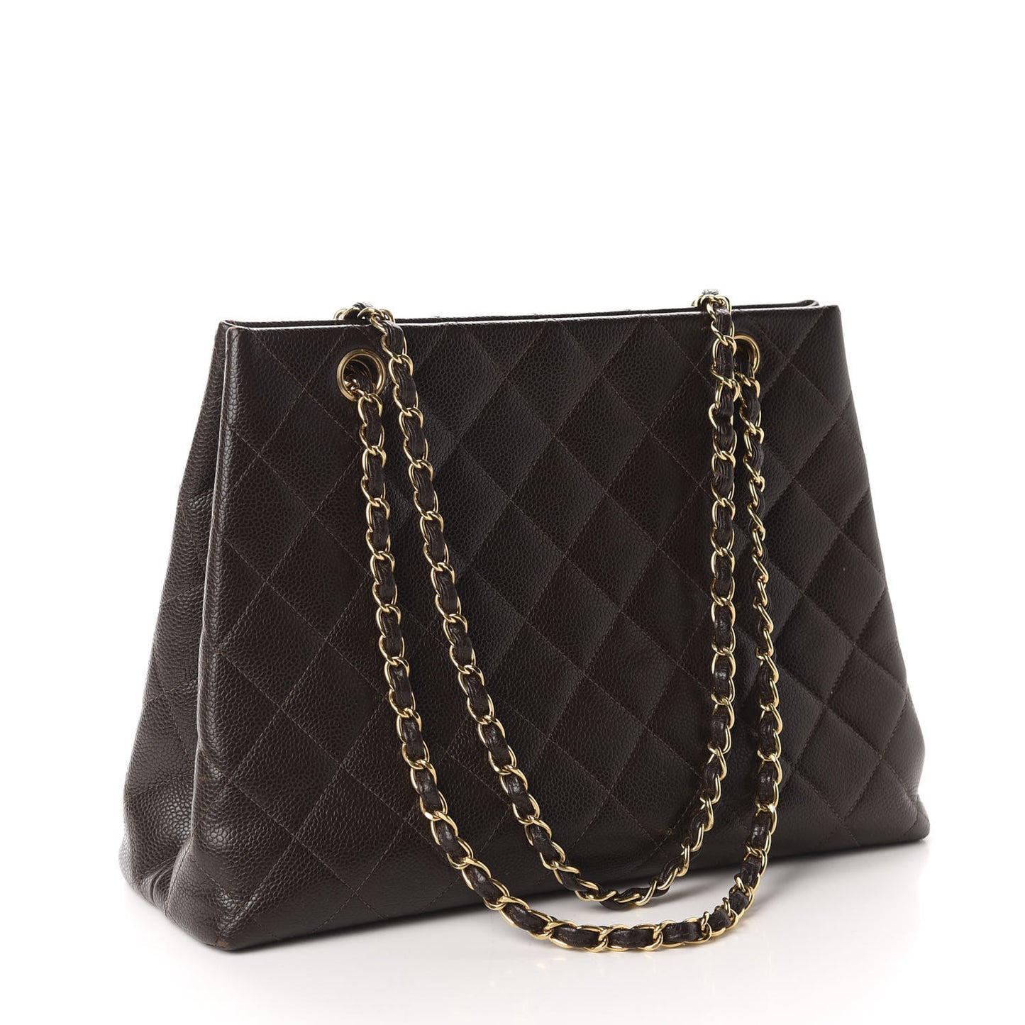 Caviar Quilted Shopper Tote Dark Brown