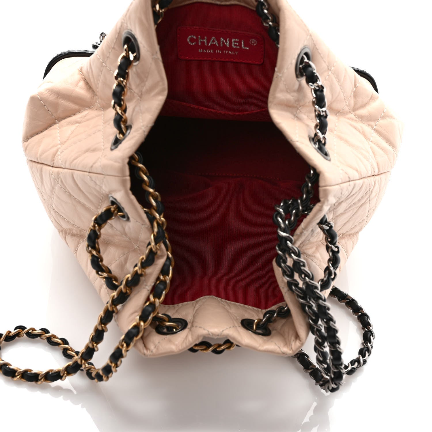 Chanel Aged Calfskin Quilted Small Gabrielle Backpack Beige Black 5 of 9
