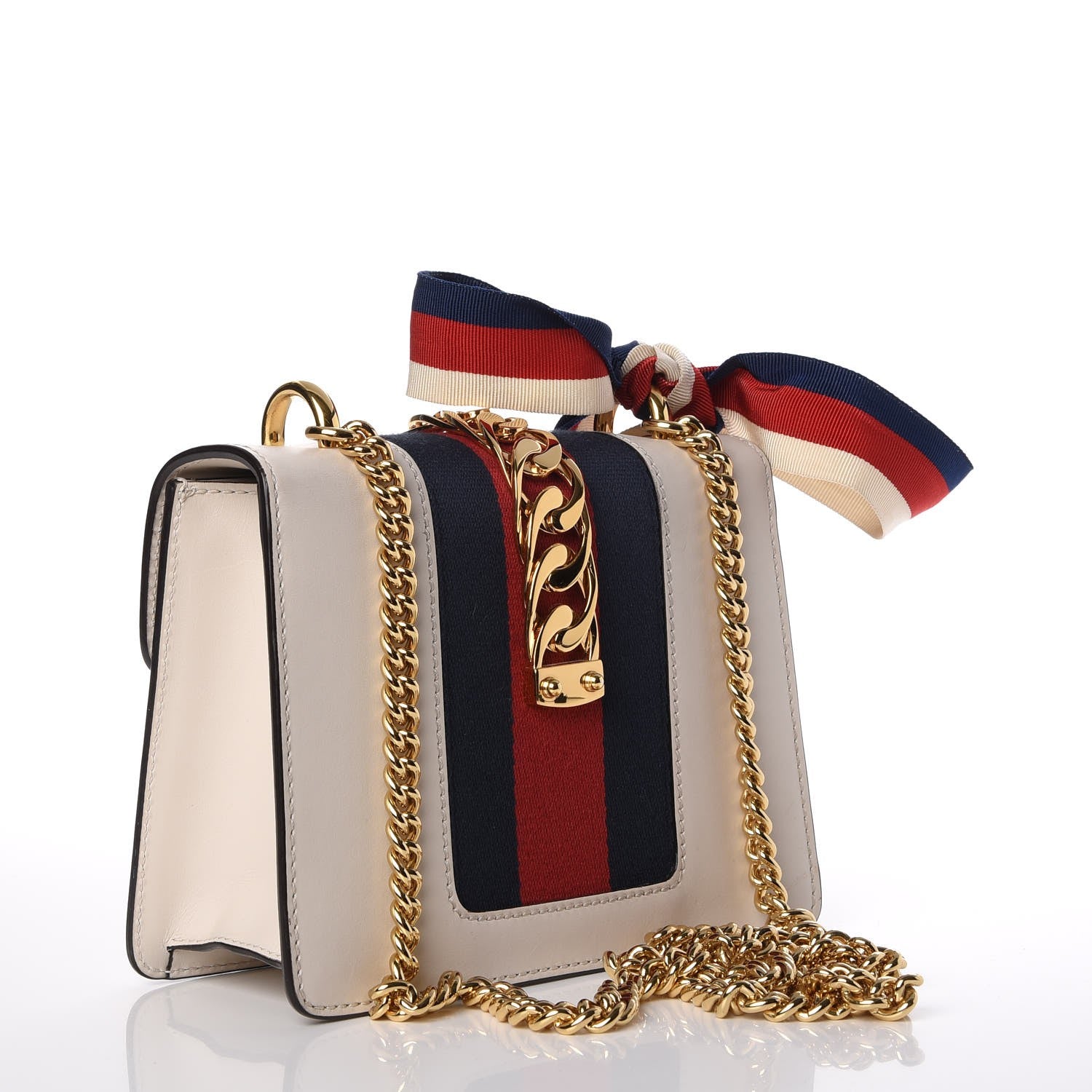 Gucci Calfskin Mini Sylvie Chain Shoulder Bag White 3 of 7