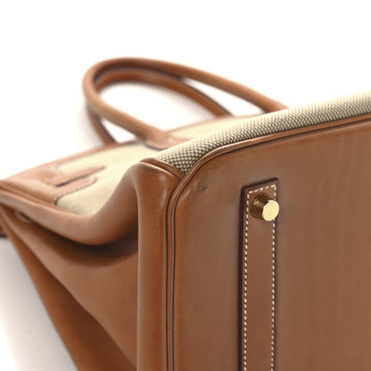 Hermes Toile Natural Barenia Flag Birkin 35 Fauve Paprika 11 of 18