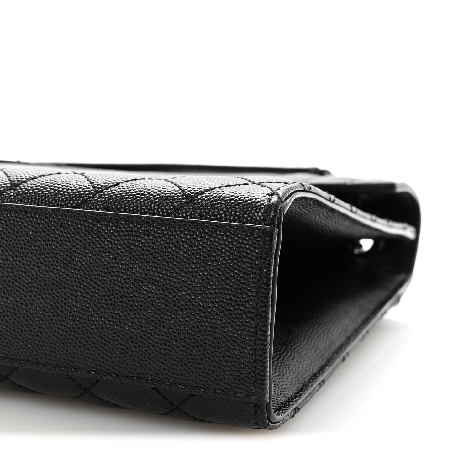 Grain De Poudre Textured Mixed Matelasse Large Triquilt Monogram Monochrome Satchel Black