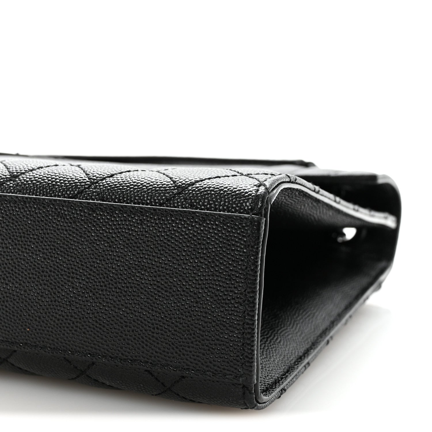 Saint Laurent Grain De Poudre Textured Mixed Matelasse Large Triquilt Monogram Monochrome Satchel Black 10 of 10