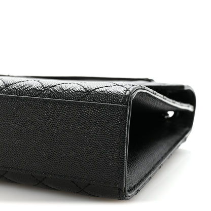 Saint Laurent Grain De Poudre Textured Mixed Matelasse Large Triquilt Monogram Monochrome Satchel Black 10 of 10