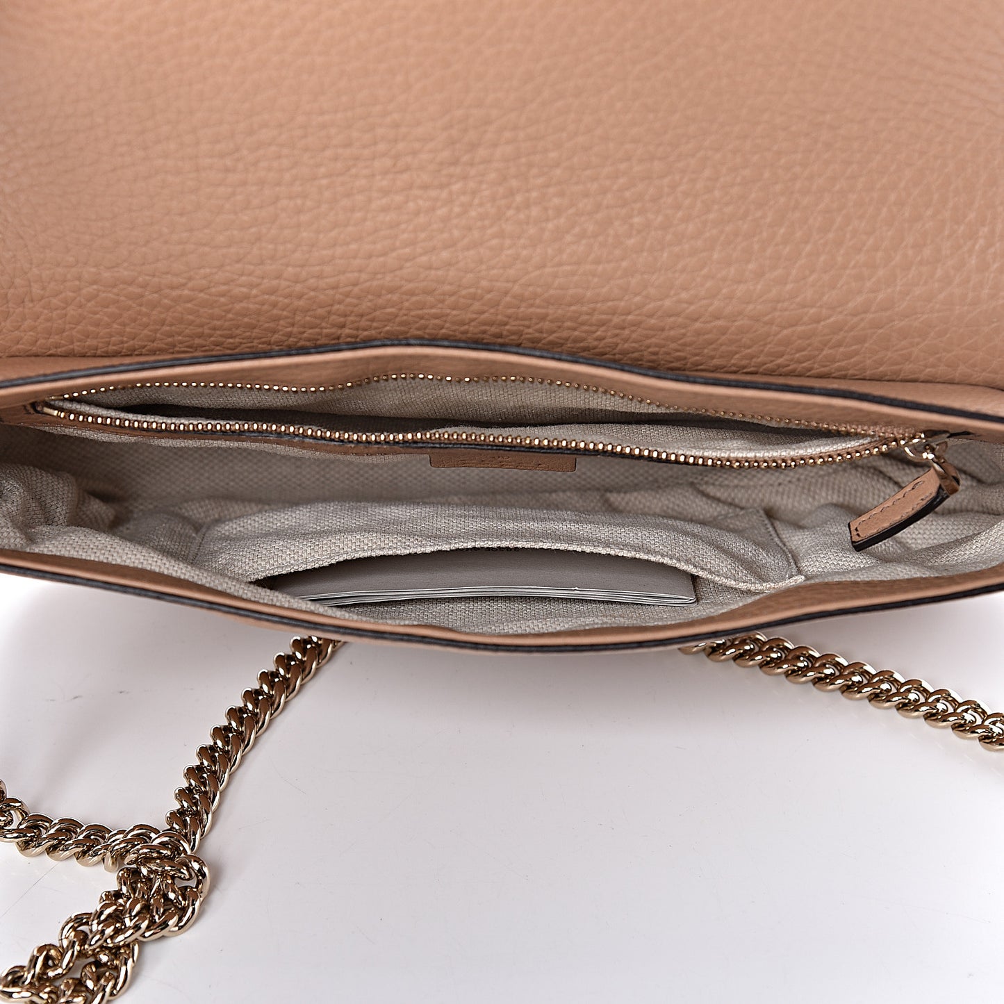 Pebbled Calfskin Medium Soho Flap Crossbody Camelia
