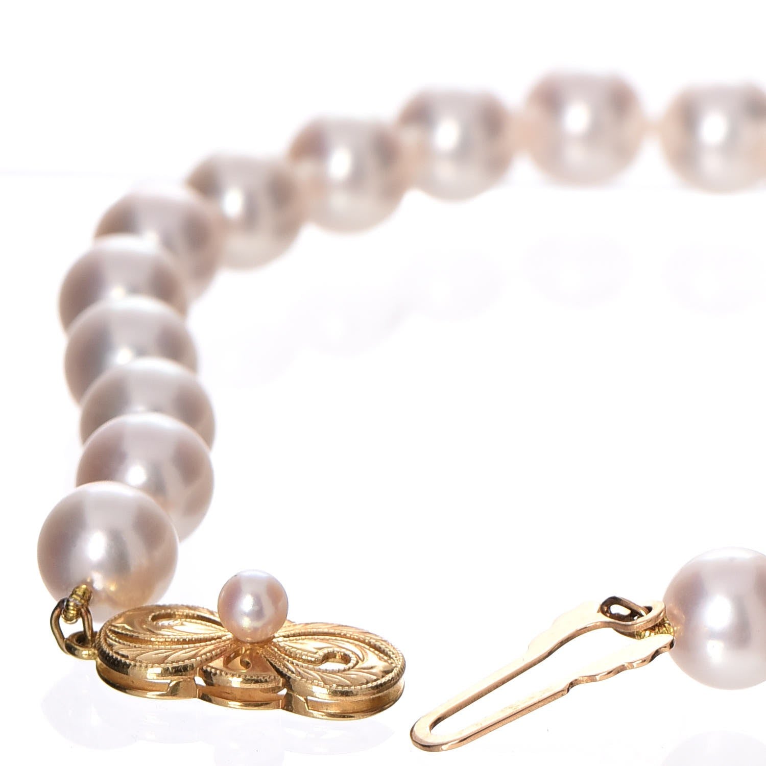 Mikimoto 18K Yellow Gold Akoya Cultured Pearl 7.5 x 8 mm Strand Bracelet 6 of 7