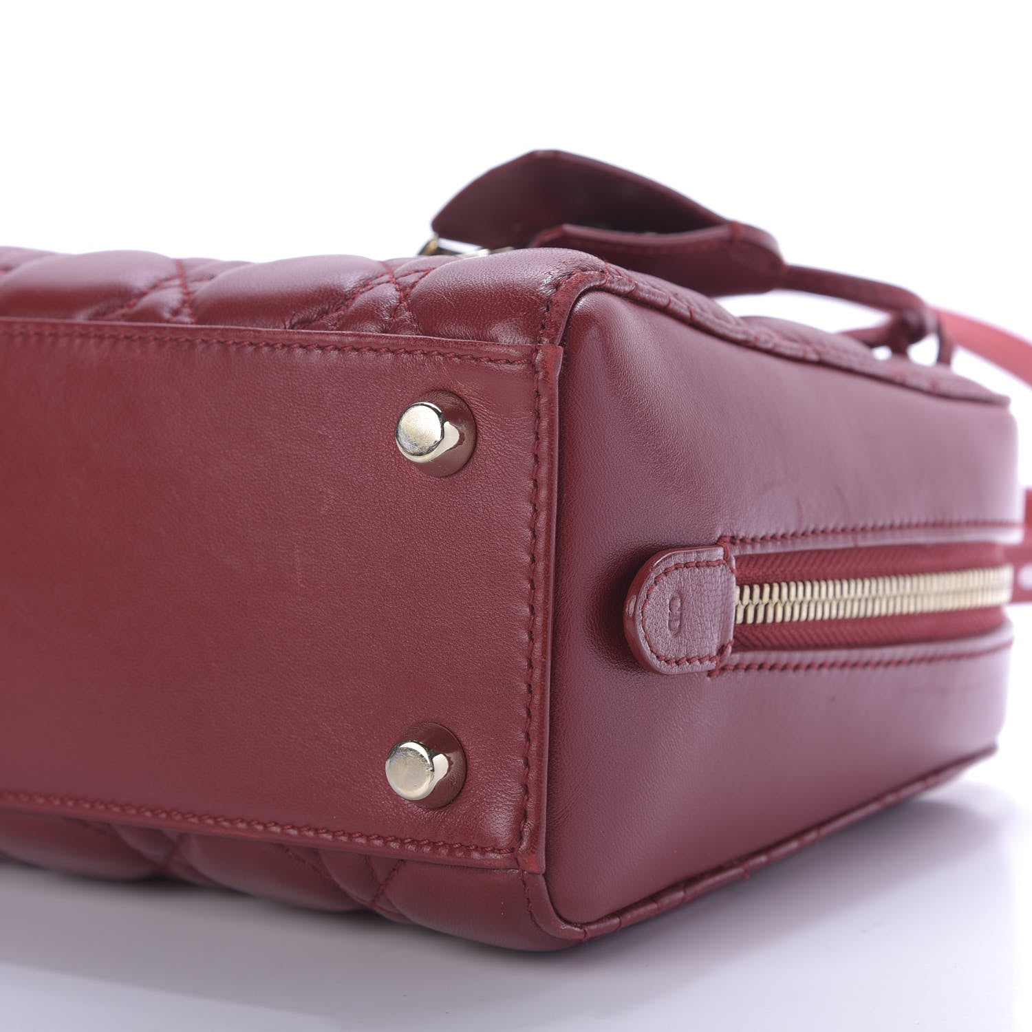 Christian Dior Lambskin Cannage Lily Tote Dark Burgundy 8 of 8