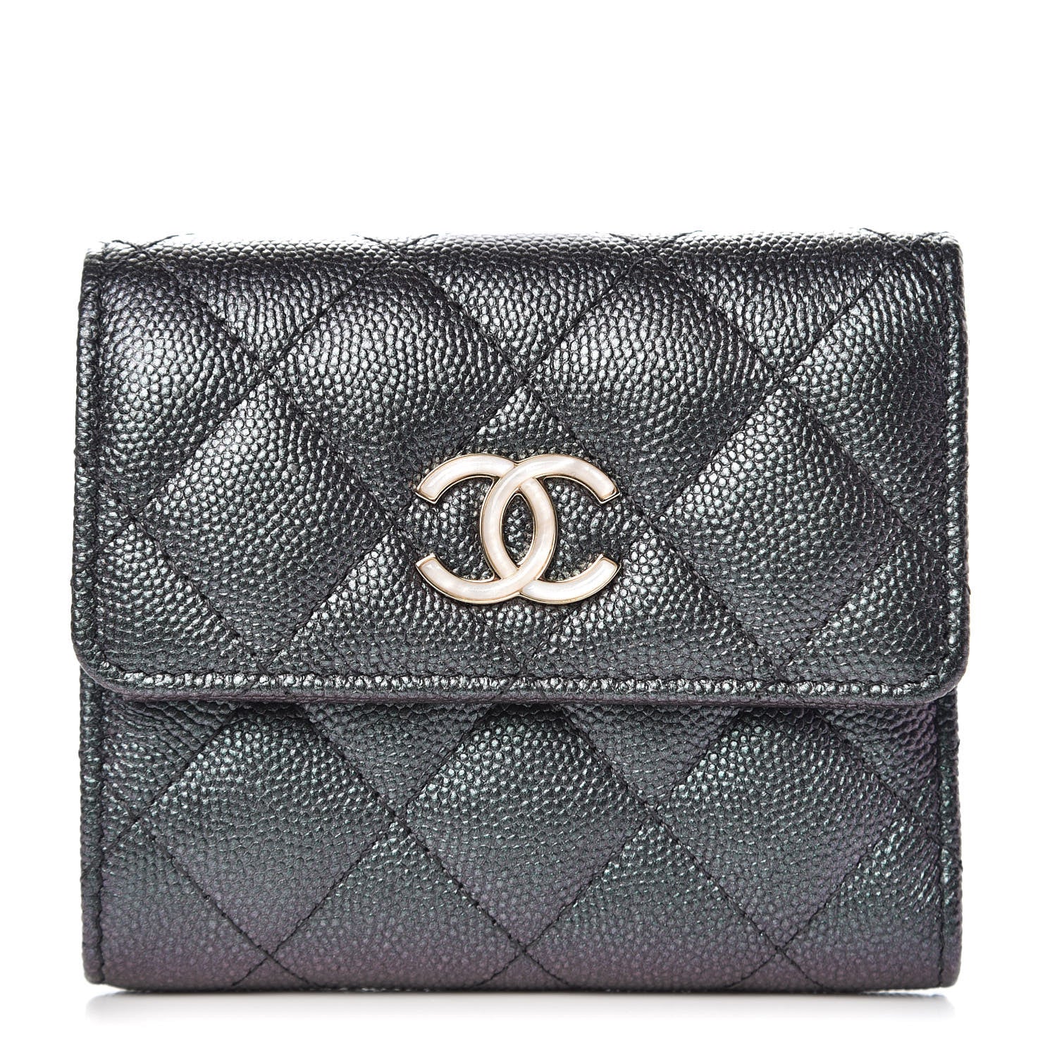 Chanel Iridescent Caviar Quilted Small Flap Wallet Black 1 of 10