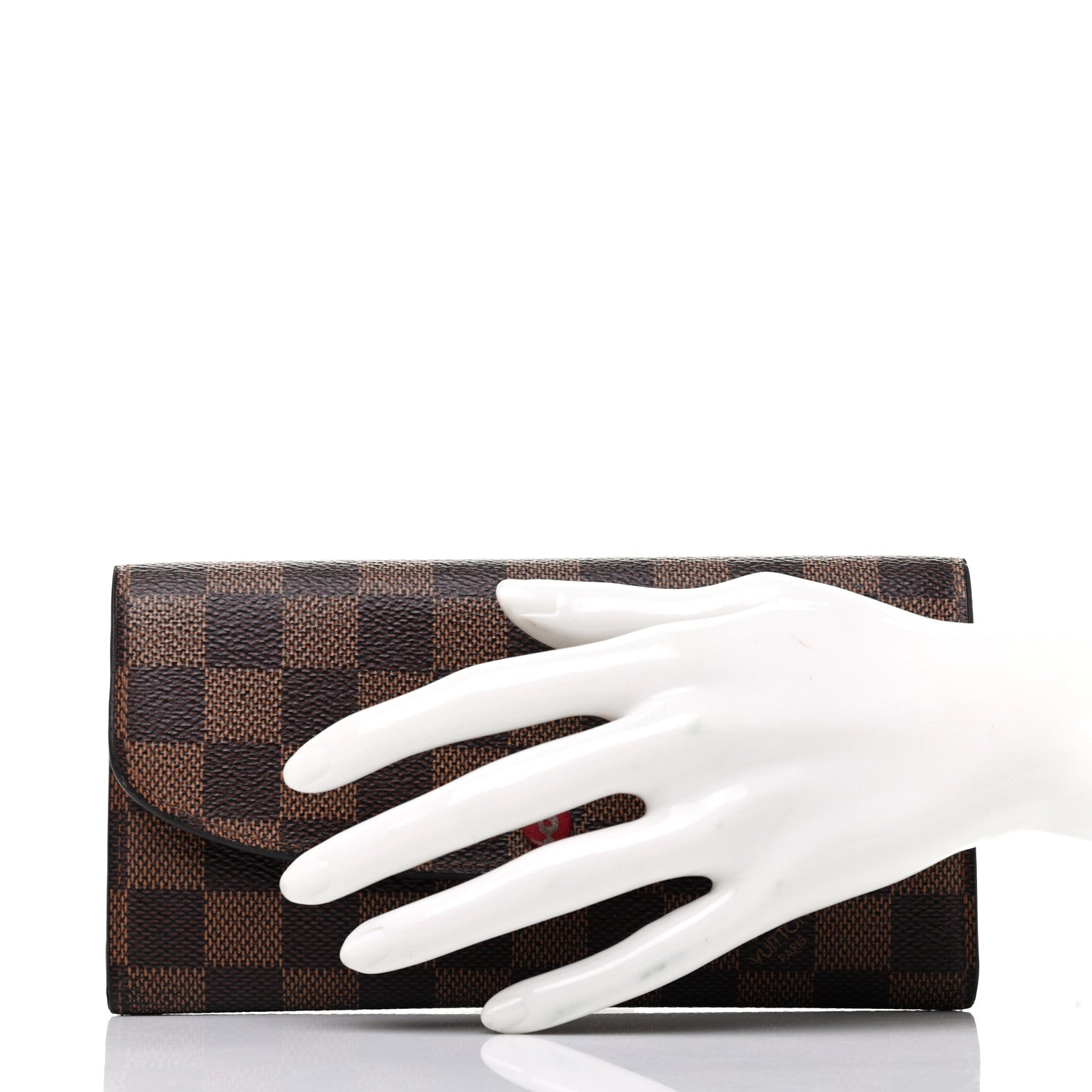 Louis Vuitton Damier Ebene Emilie Wallet Red 2 of 9