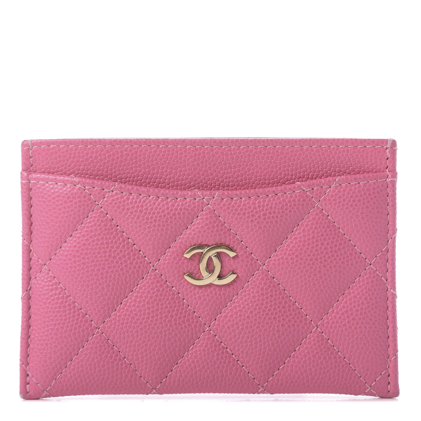 Caviar Quilted Card Holder Pink