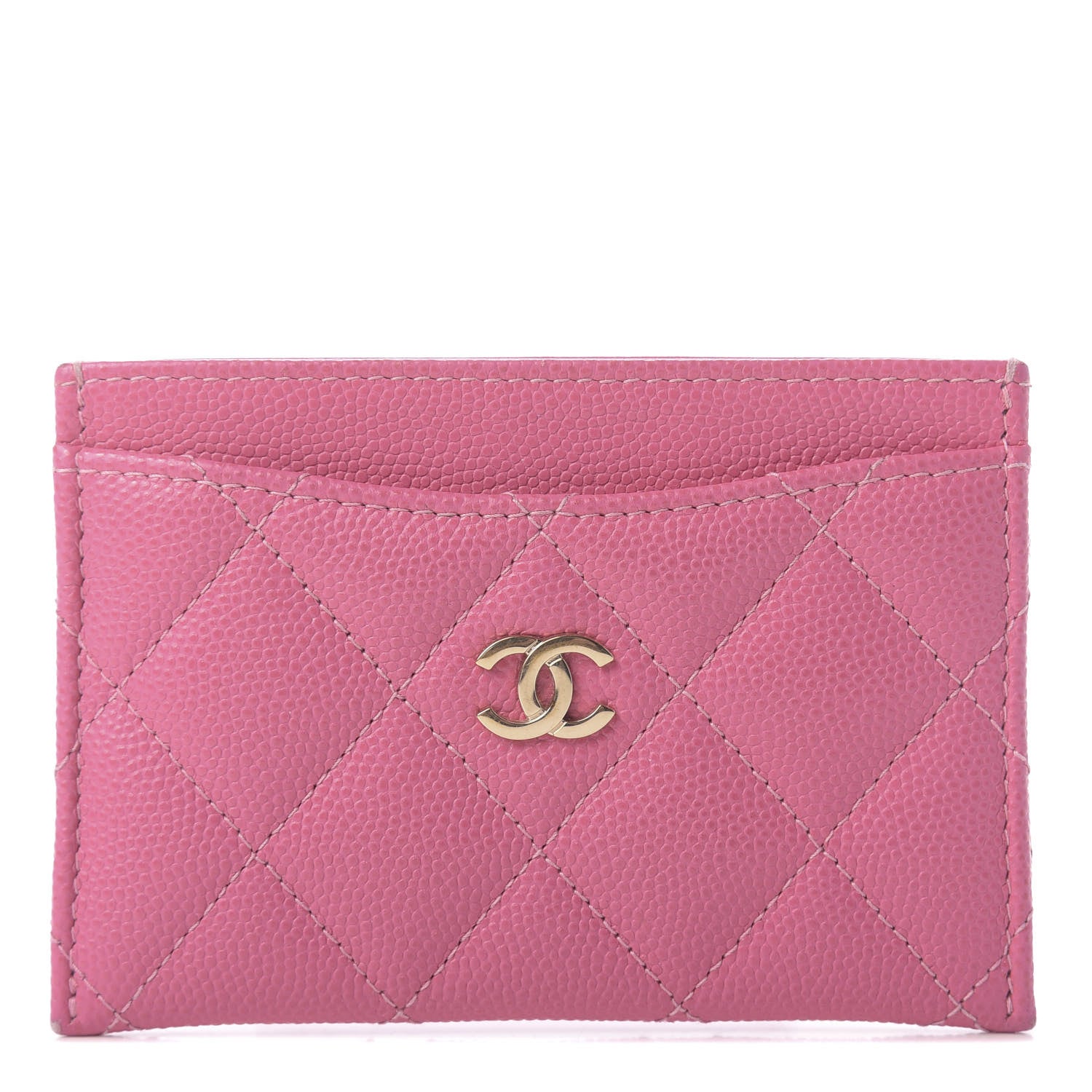 Chanel Caviar Quilted Card Holder Pink 1 of 9