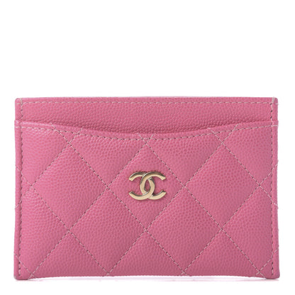 Chanel Caviar Quilted Card Holder Pink 1 of 9