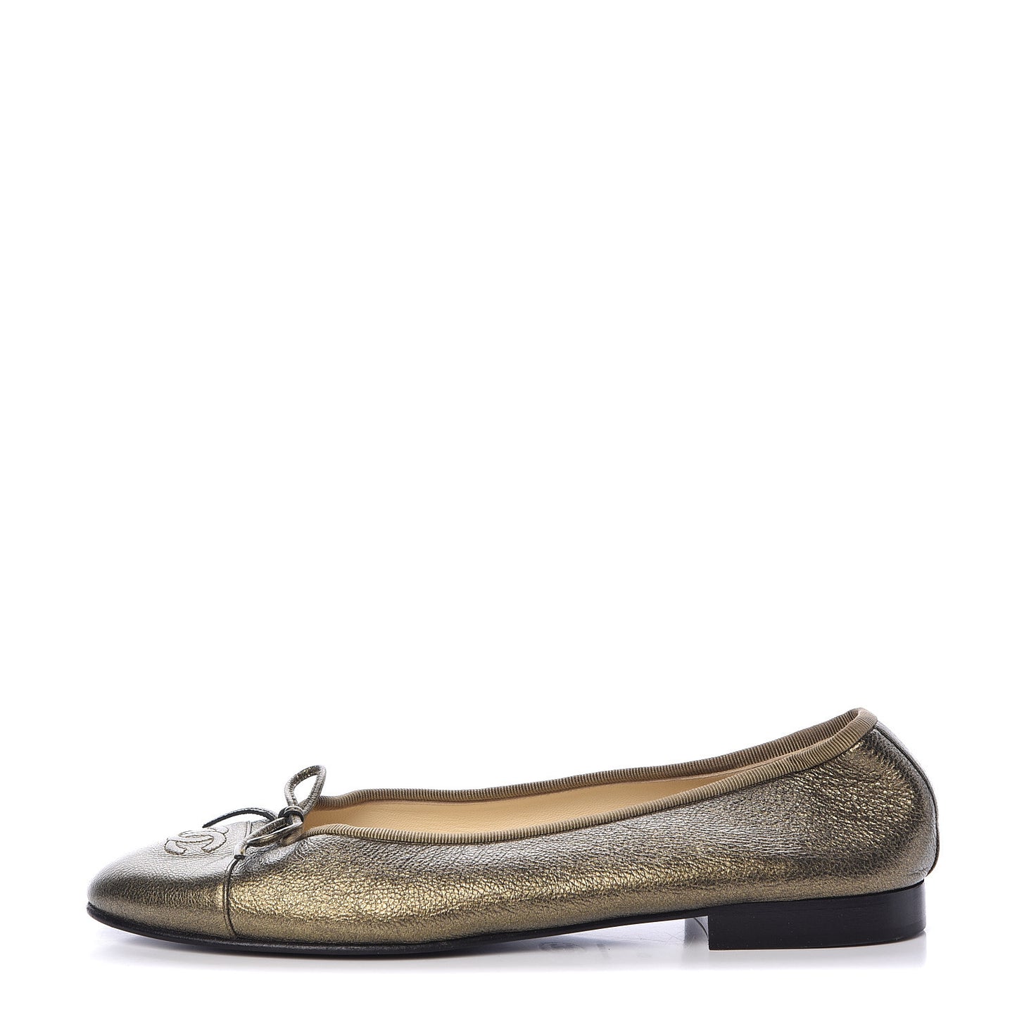 Metallic Calfskin Cap Toe CC Ballerina Flats 40 Gold