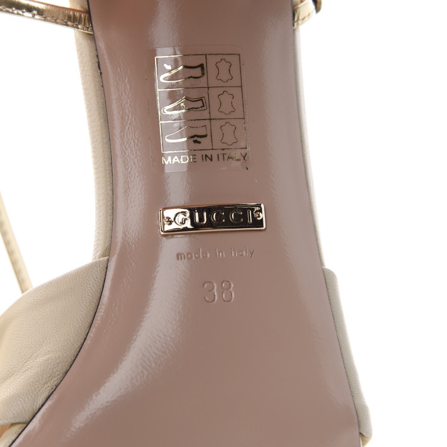 Gucci Nappa Metallic Bow Daphne Mid Heel Sandals 38 Vintage White Platino 9 of 10