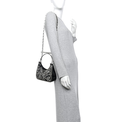 Alexander McQueen Lambskin Embellished Crystal Mini T-Bar Bag Black 2 of 10