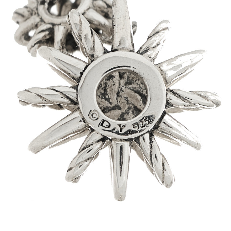 Sterling Silver Diamond Starburst Double Drop Earrings