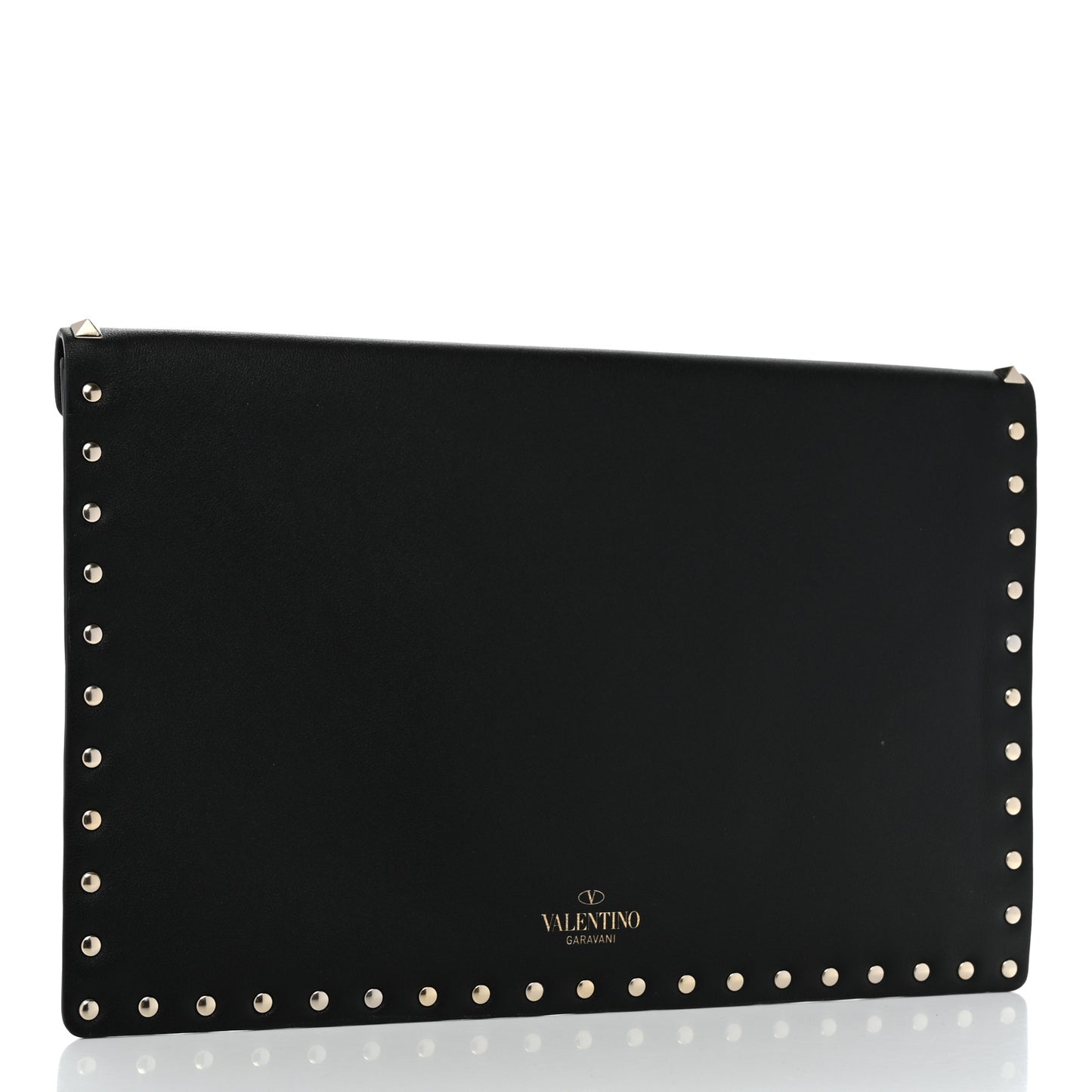 Vitello Large Rockstud Envelope Clutch Black