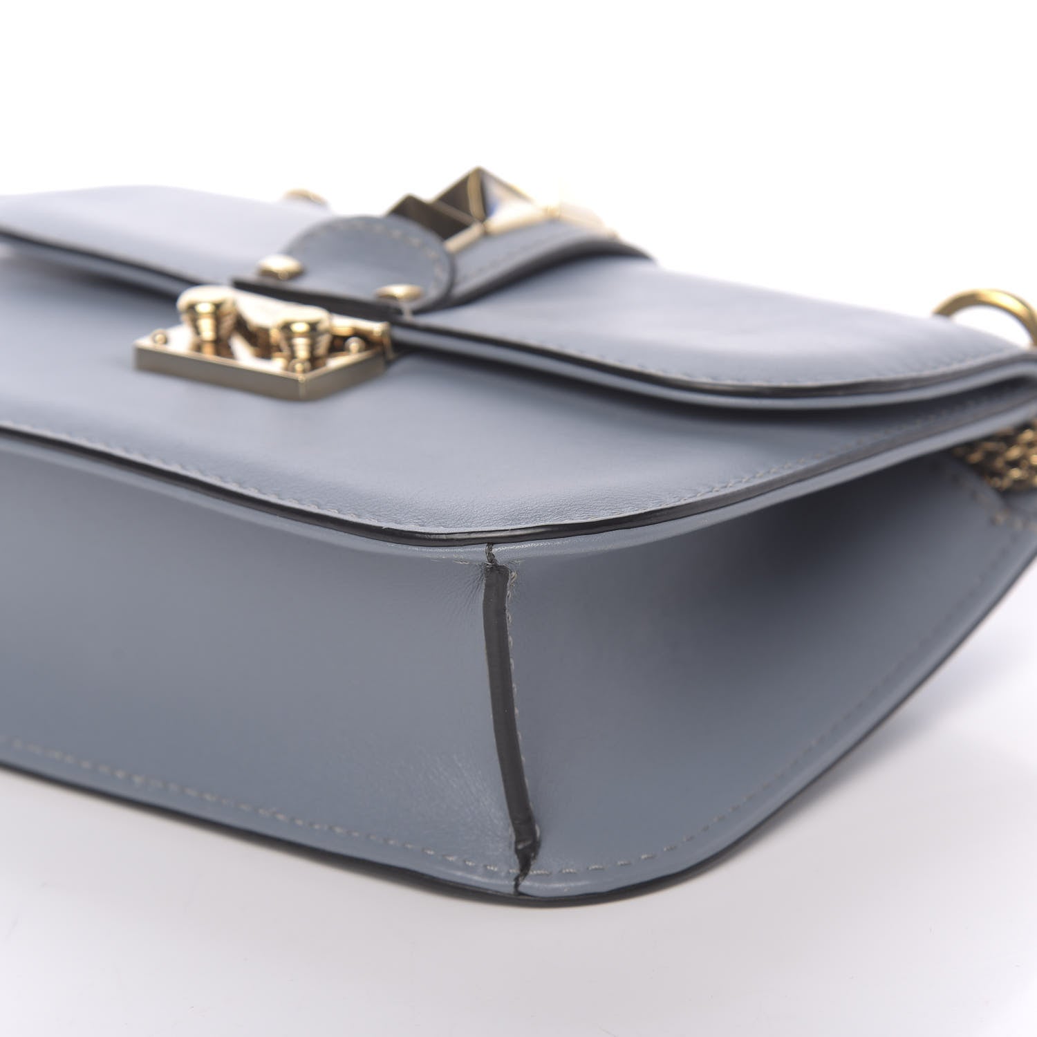 Valentino Garavani Vitello Small Glam Lock Rockstud Flap London Stone 9 of 10