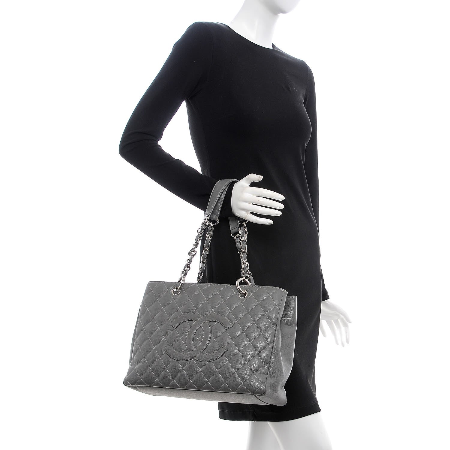 Chanel Caviar Quilted Grand Shopping Tote GST Grey 2 of 12