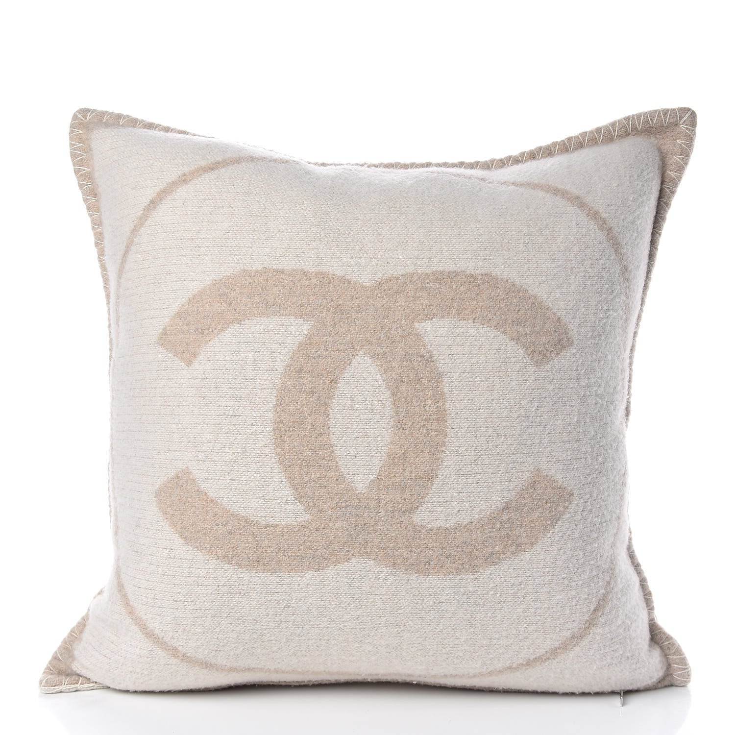 Chanel Merino Wool Cashmere CC Pillow Beige Off White 3 of 11