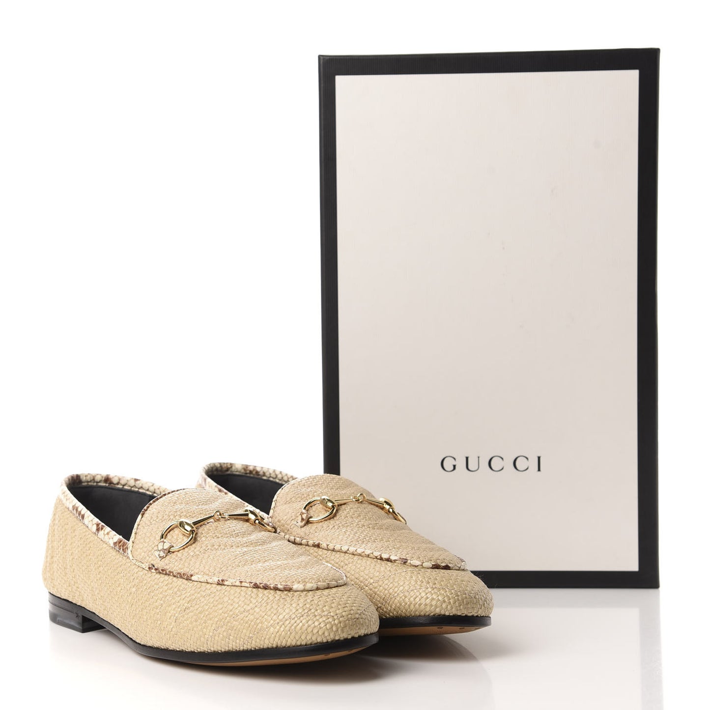 Raffia Elaphe Matelasse Horsebit Womens Jordaan Loafers 39 Natural Cream Brown