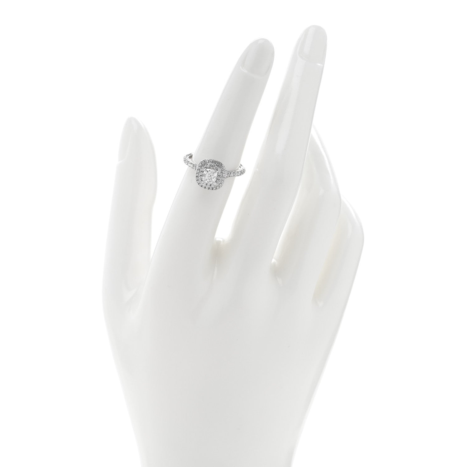 Tiffany Platinum Diamond .53ct Soleste Cushion Cut Double Halo Engagement Ring 51 5.75 2 of 6