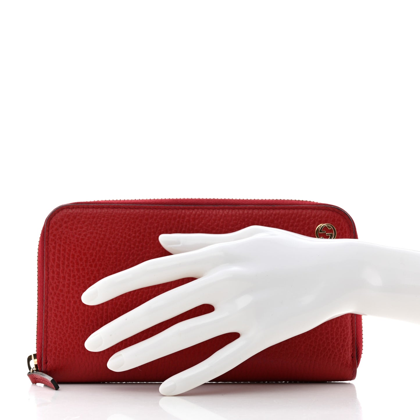 Dollar Calfskin GG Zip Around Wallet Red