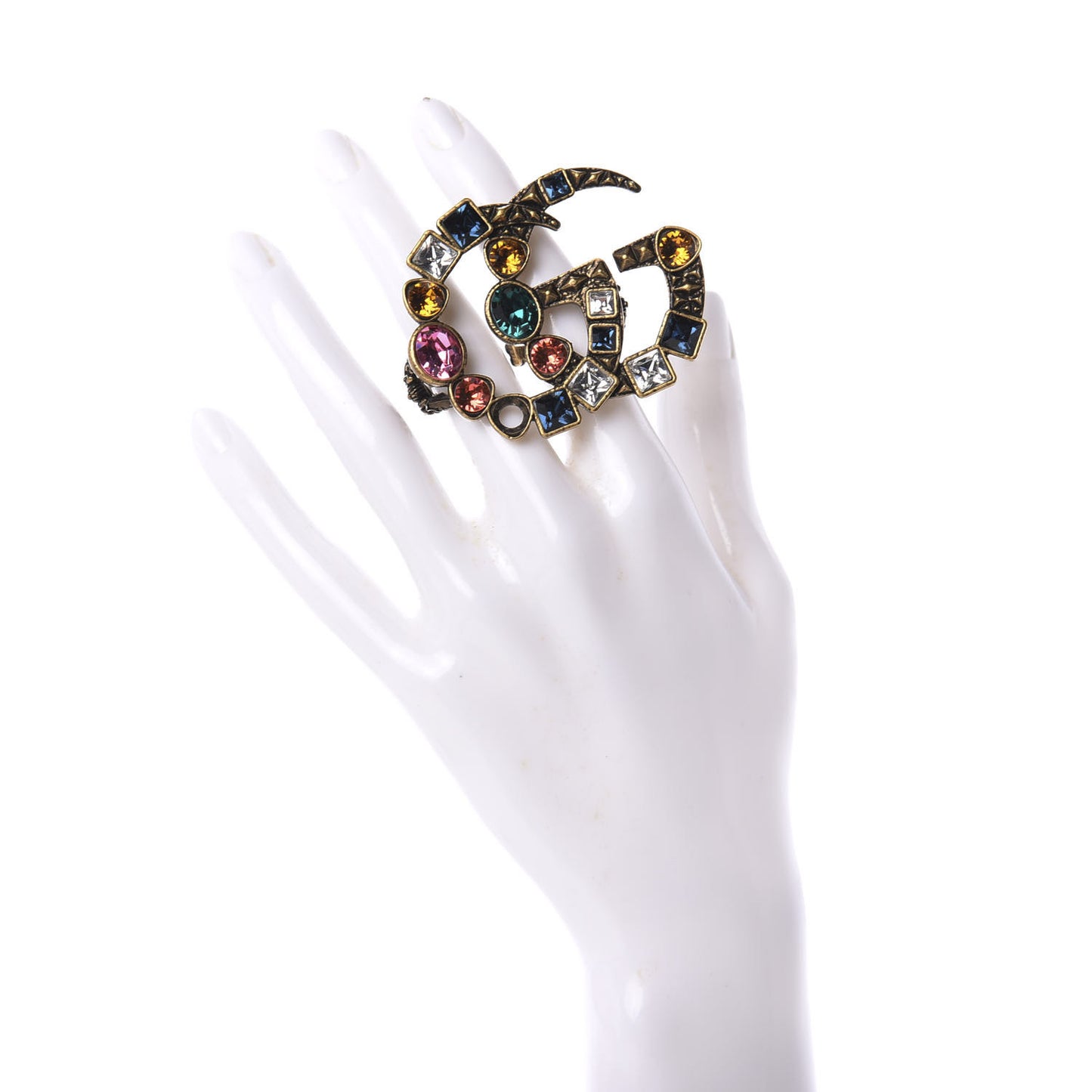 Crystal Double G Ring S Multicolor