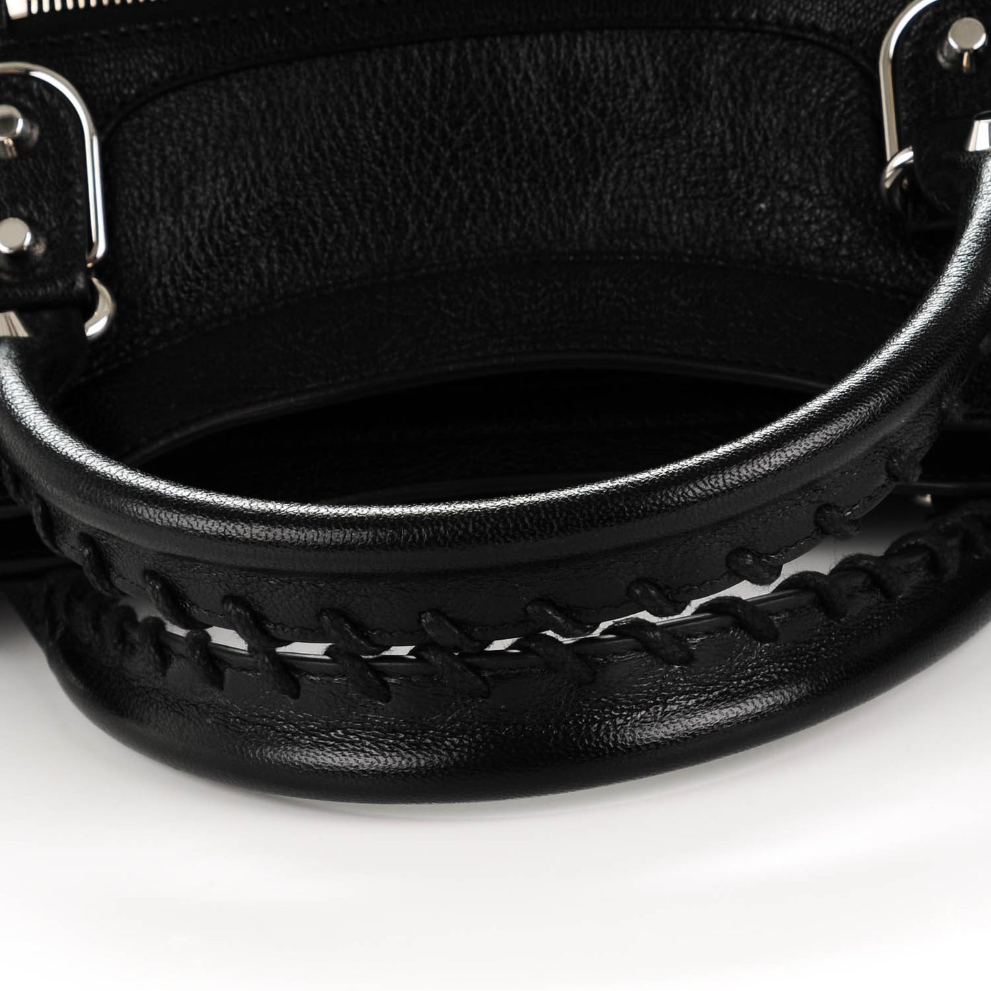 Chevre Silver Metallic Edge Hardware City Black