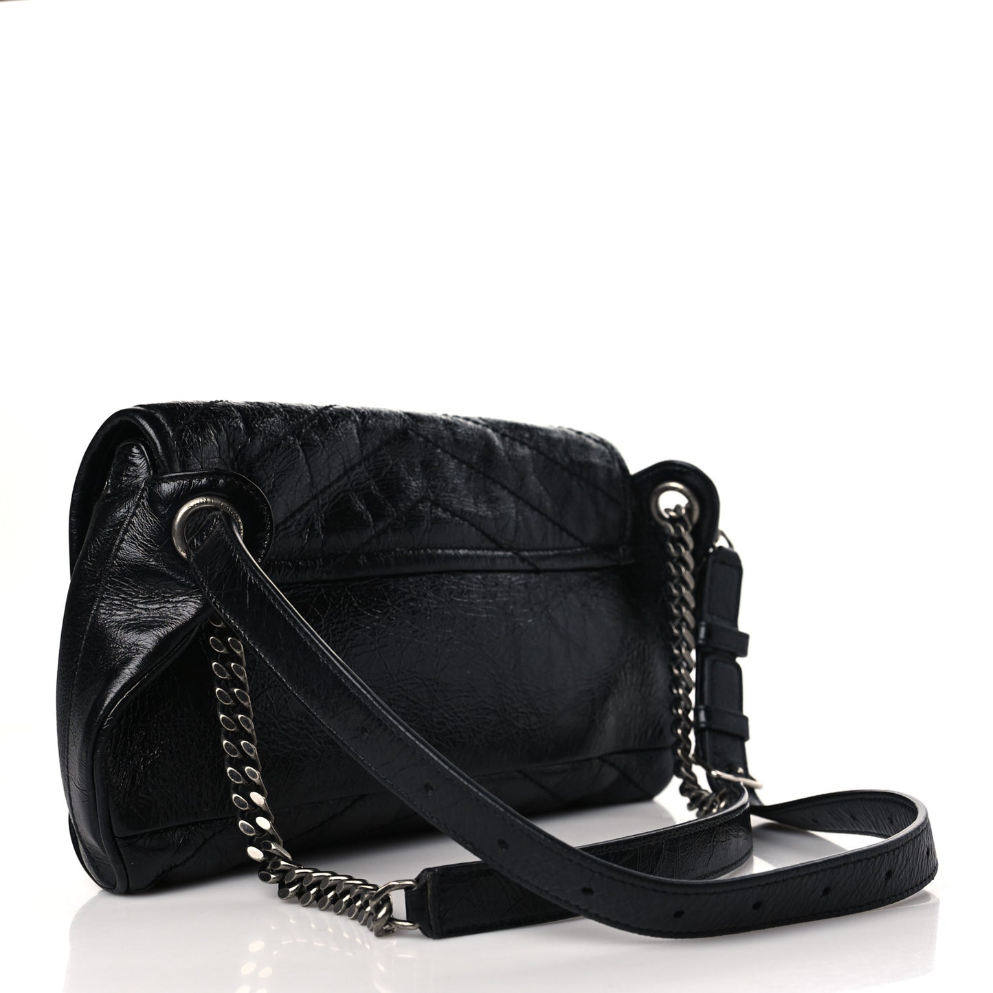 Crinkled Calfskin Matelasse Monogram Niki Body Bag Black