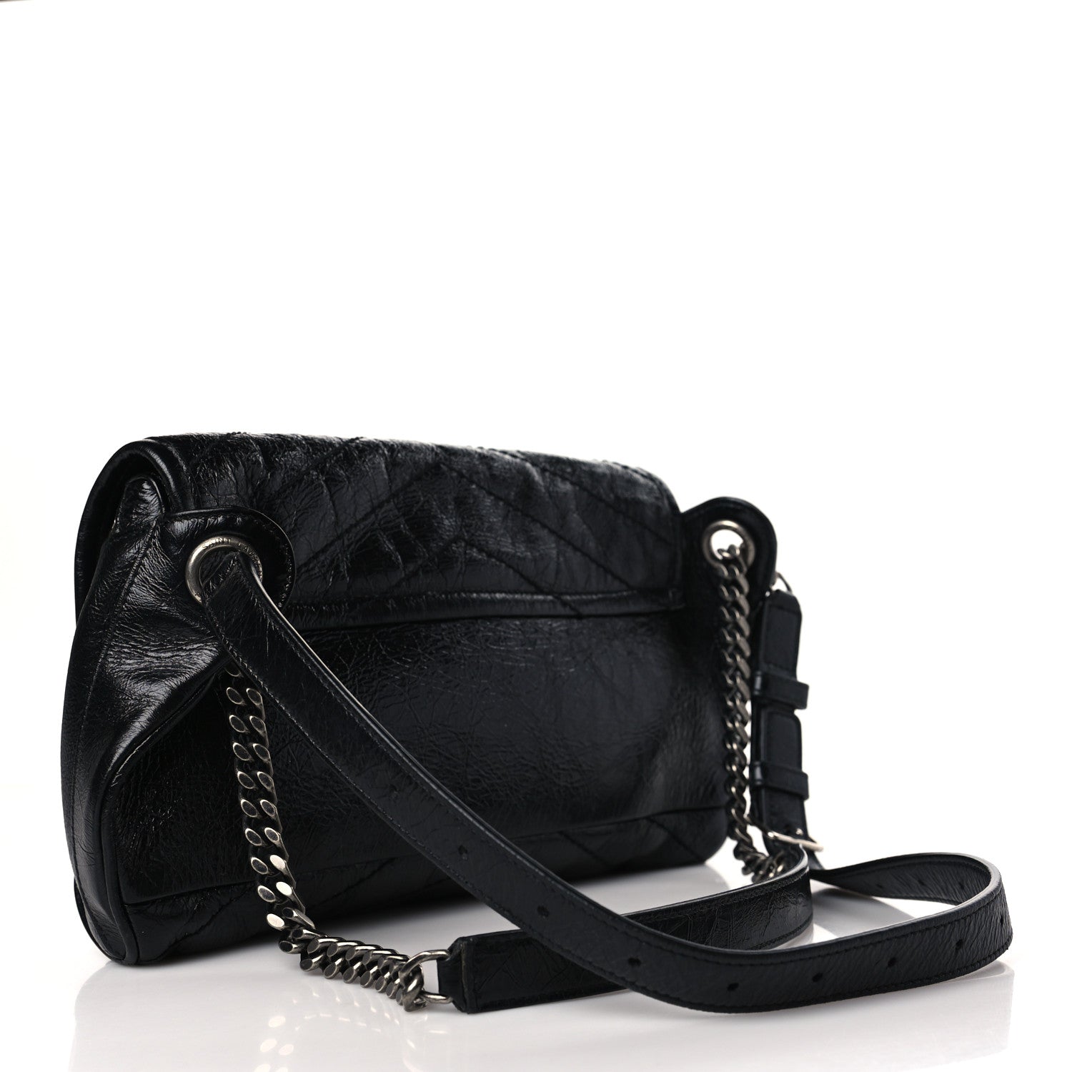 Saint Laurent Crinkled Calfskin Matelasse Monogram Niki Body Bag Black 3 of 9