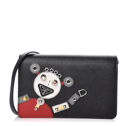 Prada Saffiano Robot Crossbody Wallet Black 1 of 11