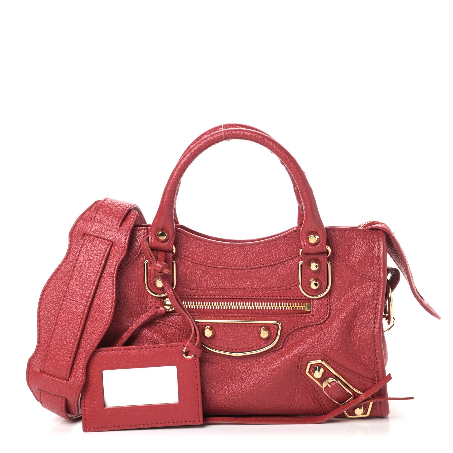 Balenciaga Chevre Gold Metallic Edge Hardware Mini City Rouge Grenade 1 of 8