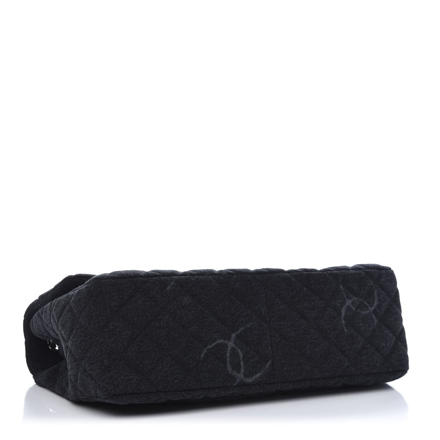 Denim Quilted CC Print Jumbo Single Flap Black