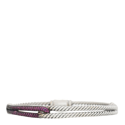 David Yurman Sterling Silver Pave Pink Sapphire 7mm Single Loop Labyrinth Bracelet 1 of 3