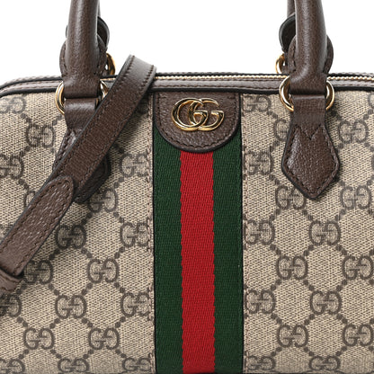 Gucci GG Supreme Monogram Textured Dollar Calfskin Web Mini Ophidia Top Handle Bag Beige Ebony New Acero 8 of 11
