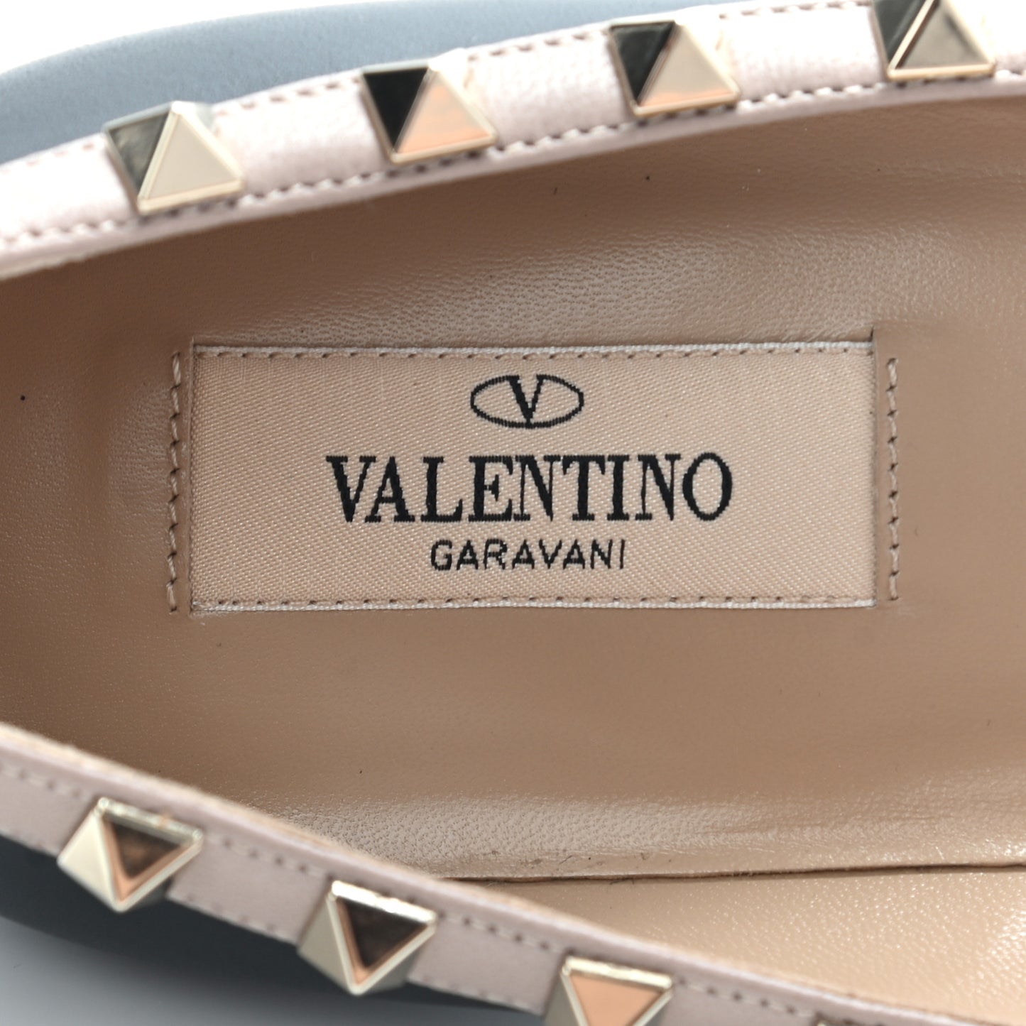Calfskin Nappa Rockstud Ballerina Flats 37.5 Black Poudre