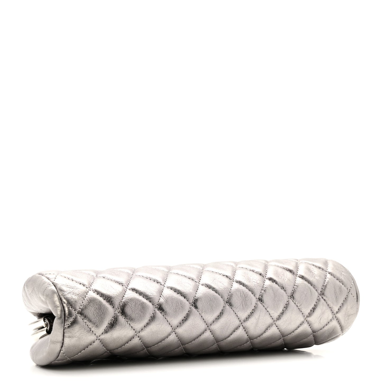 Metallic Aged Calfskin Quilted Timeless Clutch Silver