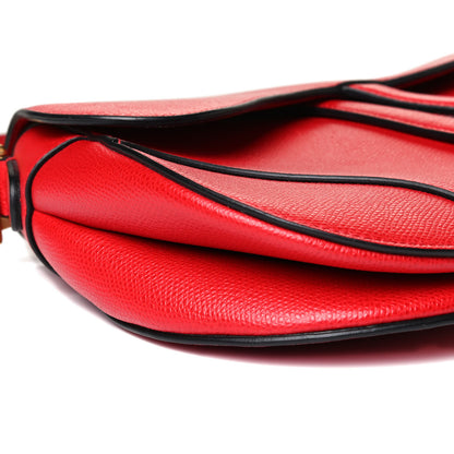 Christian Dior Grained Calfskin Saddle Bag Red 15 of 23