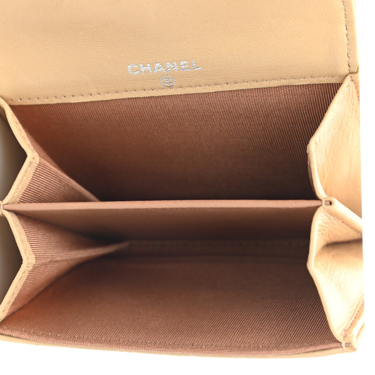 Chanel Lambskin Quilted Flap Card Holder Wallet Beige 5 of 12